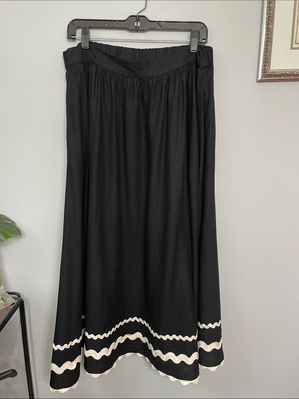 Alix Friedberg Black/Cream Maxi Ric Rac Applique Skirt L - Picture 1 of 6